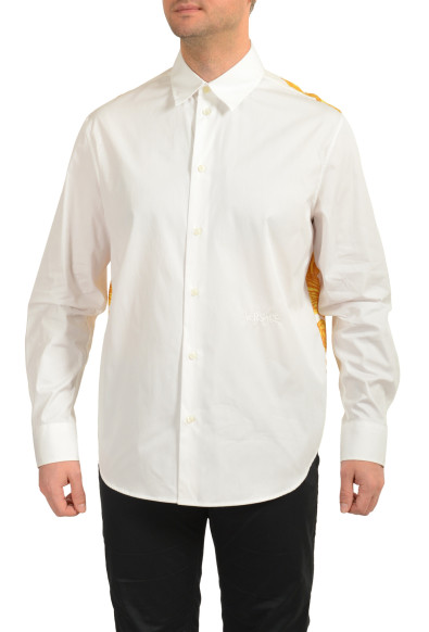 Versace Men's White & Gold Heritage Print Long Sleeve Shirt