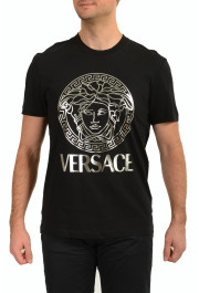 Versace Men's Black & Silver Medusa Logo Print Short Sleeve T-Shirt