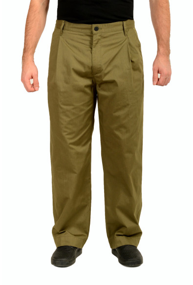 Hugo Boss Men's "Roy243" Olive Green Pleated Casual Pants