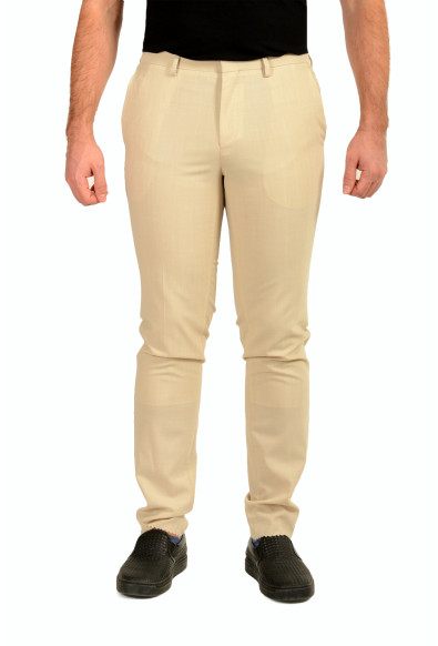 Hugo Boss Men's "Hesten232X" Extra Slim Fit Beige Wool Dress Pants