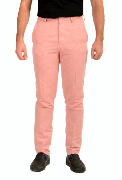 Hugo Boss Men's "Pirko" Pink Linen Flat Front Dress Pants