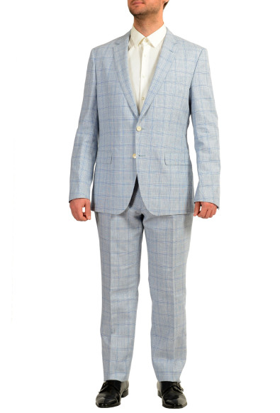 Hugo Boss Men's "Huge6/Genius5" Slim Fit Plaid Wool Linen Suit