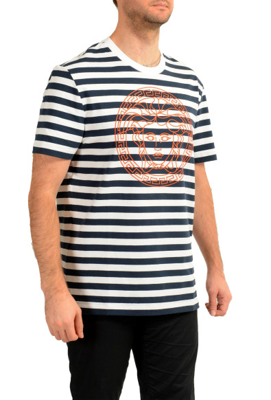 Versace Men's Medusa Head Embroidery Striped Short Sleeve T-Shirt : Picture 2