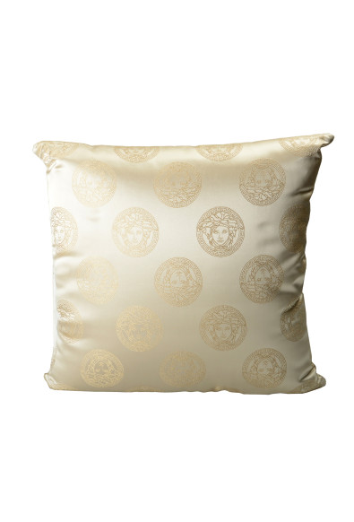 Versace Ivory Medusa Head 100% Silk Jacquard Throw Decorative Cushion Pillow