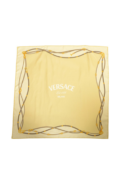 Versace Multi-Color Logo Print 100% Silk Shawl Scarf