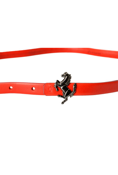 Scuderia Ferrari Women's Red Leather Skinny Buckle Decorated Belt: Picture 2