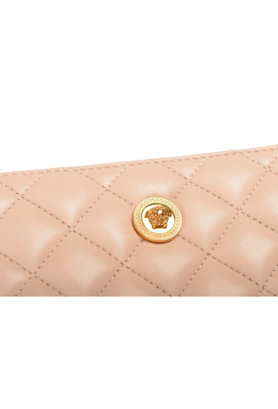 Versace Women's Soft Pink 100%Leather Gold Medusa Head Quilted Zip Around Wallet: Picture 2
