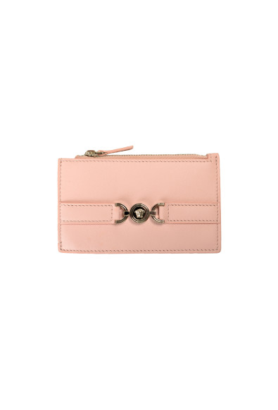 Versace Dusty Rose 100% Leather Silver Medusa Head Card Case Holder