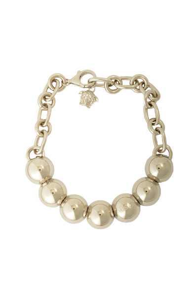 Versace Silver Color Versace Logo Metal Necklace