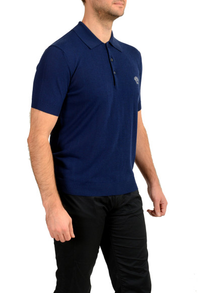 Versace Men's Blue Medusa Piquet Embroidery Knit Polo Shirt: Picture 2