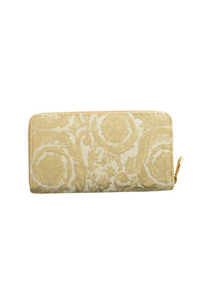 Versace Women's Beige Logo Embroidery Jacquard Zip Around Wallet: Picture 2