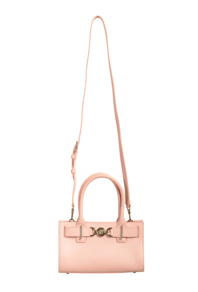 Versace Women's Pink 100% Leather Silver Medusa Head Tote Handbag Shoulder Bag