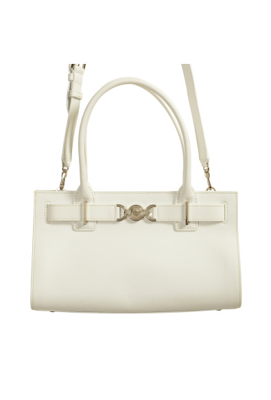 Versace Women's White 100% Leather Silver Medusa Head Tote Handbag Shoulder Bag: Picture 2