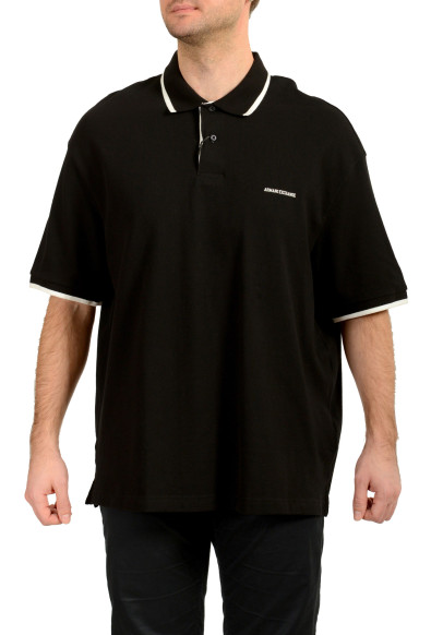 Armani Exchange Men's Black Logo Print Short Sleeve Polo Shirt