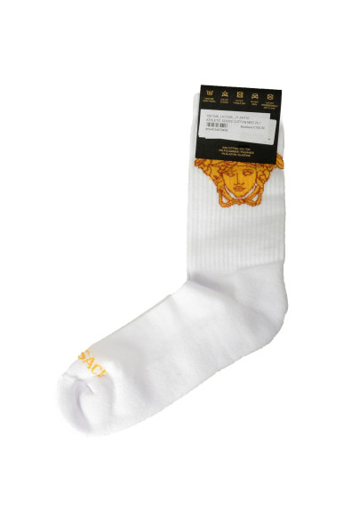 Versace White & Gold Medusa Head Athletic Socks: Picture 2