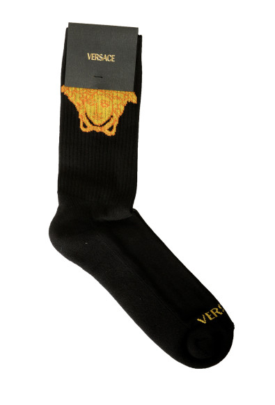 Versace Black & Gold Medusa Head Athletic Socks