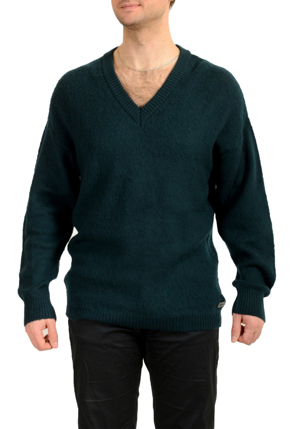 Scuderia Ferrari Men's Emerald Green 100%Wool V-Neck Pullover Sweater