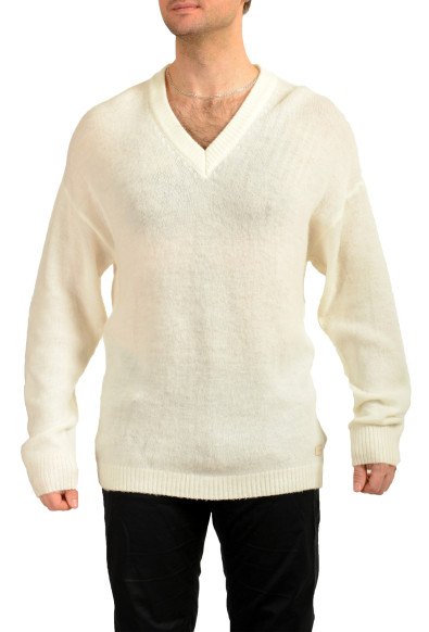 Scuderia Ferrari Men's Ivory 100%Wool V-Neck Pullover Sweater