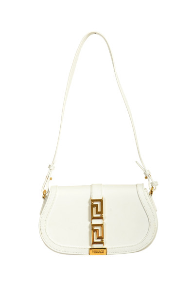 Versace Women's White 100% Leather Greca Goddess Handbag Shoulder Bag