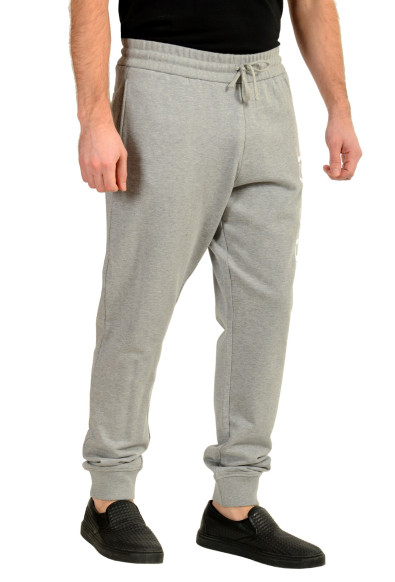 Versace Men's Gray White Logo Embroidered Sweat Track Pants : Picture 2