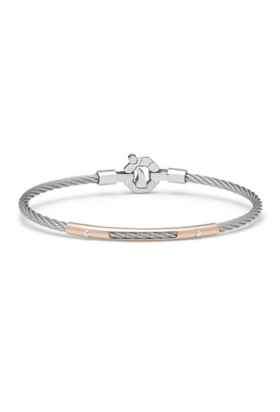 BARAKA Men's BR312221ROAC180002 Rose Gold Stainless Steel White Diamond Bracelet