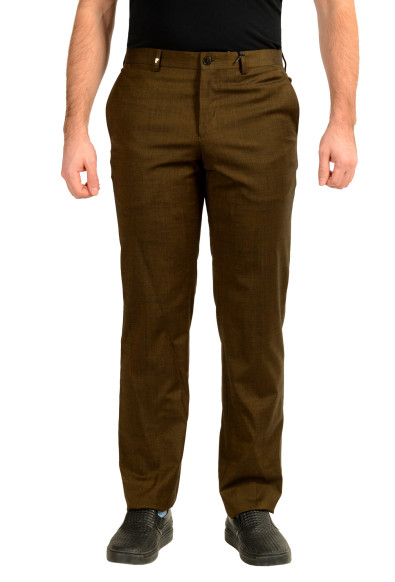 Versace Collection Men's Wool Olive Green Dress Pants
