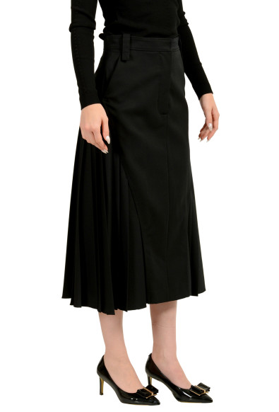 Scuderia Ferrari Women's Black Pleated Midi Wool Blend Skirt: Picture 2