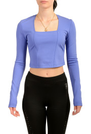 Scuderia Ferrari Women's Purple Cropped Long Sleeve Blouse Top