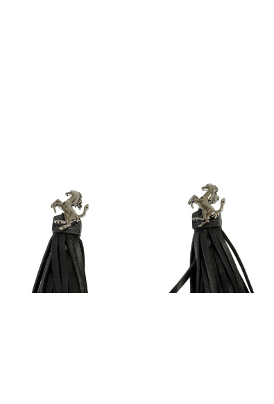 Scuderia Ferrari Prancing Horse Earrings With Black Leather Tassel: Picture 2