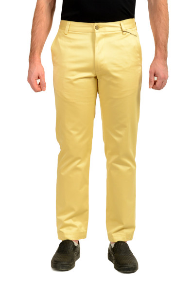 Hugo Boss "C-Kent-GW" Straight Fit Yellow Flat Front Pants 
