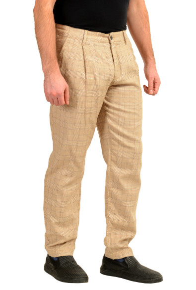 Hugo Boss "Samson1" Beige Linen Plaid Pleated Front Pants: Picture 2
