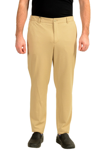 Hugo Boss "P-Perin-J-EL-WG-252" Beige Plaid Flat Front Pants 