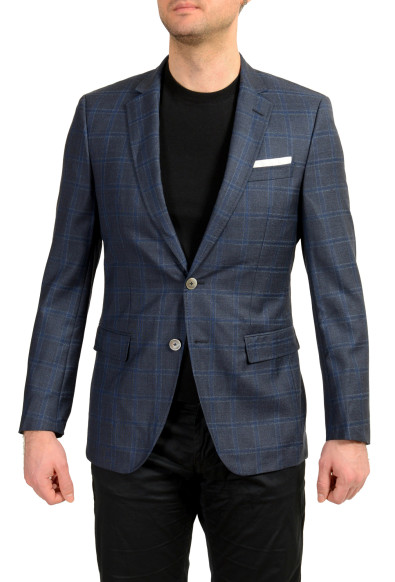 Hugo Boss Men's "Hutsons4" 100% Wool Blue Plaid Two Button Blazer 