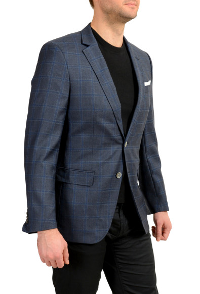Hugo Boss Men's "Hutsons4" 100% Wool Blue Plaid Two Button Blazer : Picture 2