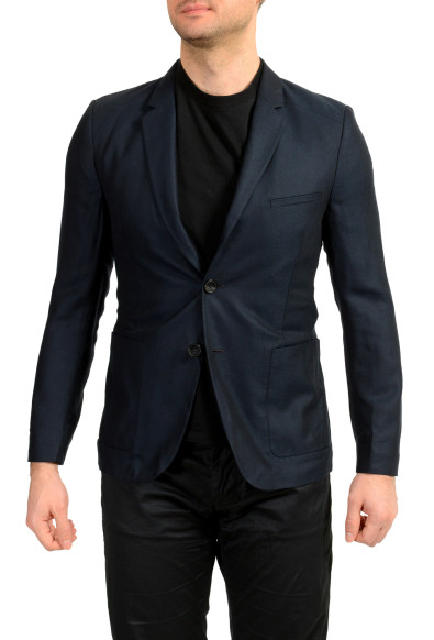 Hugo Boss Men's "Andt" Navy Blue Wool Striped Two Button Blazer