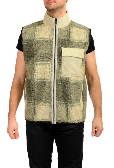Hugo Boss "Ze_Check" Men's Full Zip Multi-Color Sherpa Vest 