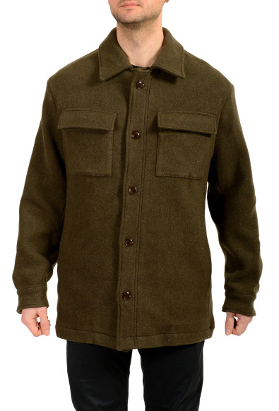 Hugo Boss "C-Clark-OS-244" Green Wool Button Down Coat 