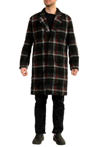 Hugo Boss "Merlon2341" Multi-Color Wool Plaid Button Down Coat