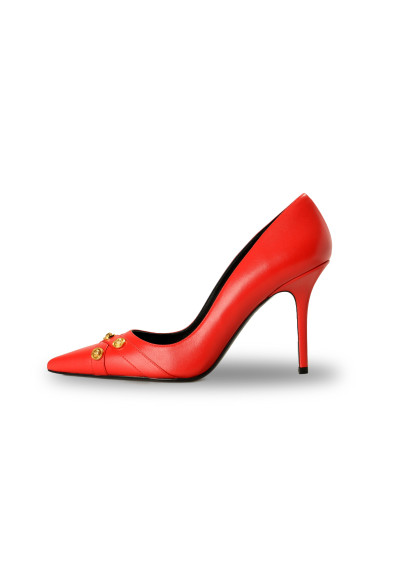 Versace Women's Gold Medusa True Red Leather Stilettos Pumps Shoes: Picture 2