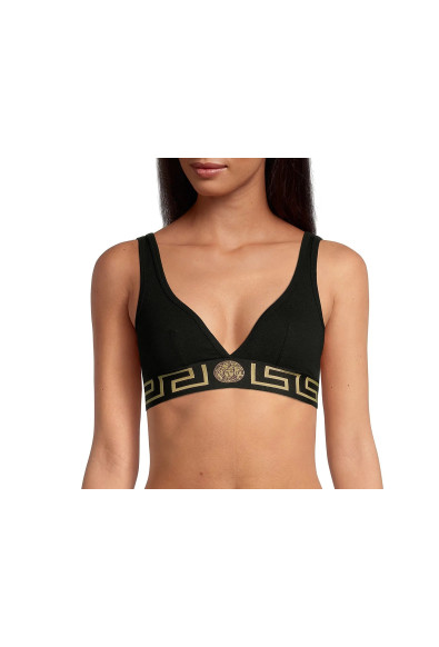 Versace Women's Black Jersey Topeka Bi-Stretch Greca Bra 