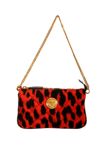 Versace Women's Mini 100% Wool Gold Medusa Quilted Handbag Shoulder Bag