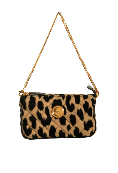 Versace Women's Mini 100% Wool Gold Medusa Quilted Handbag Shoulder Bag