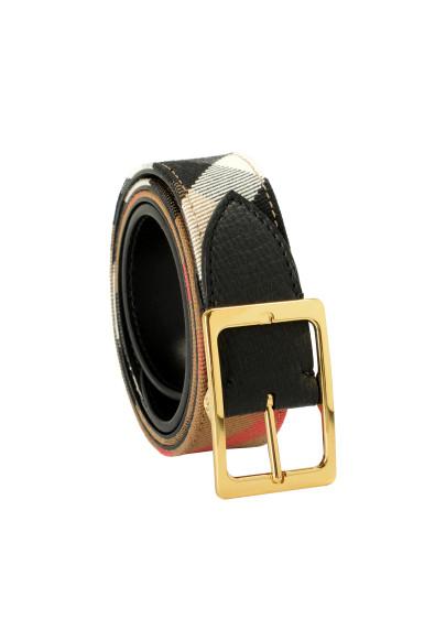 Burberry Reversible30 Housecheck Leather/Canvas Signature Print Belt