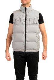 Versace Men's Gray Greca Print Down Sleeveless Jacket Puffer Vest