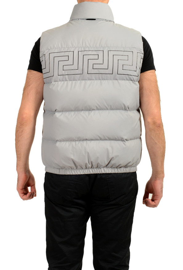 Versace Men's Gray Greca Print Down Sleeveless Jacket Puffer Vest: Picture 3