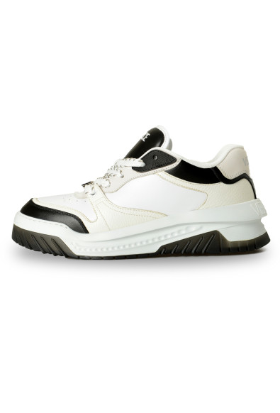Versace Men's Leather & Suede White/Black Sneakers Shoes: Picture 2