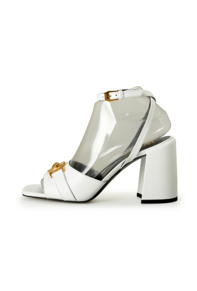 Versace Women's White Leather Gold Color Medusa Heeled Sandals Shoes: Picture 2