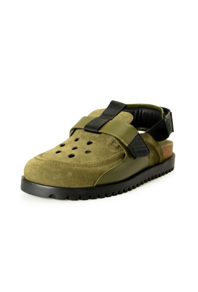 Versace Men's Olive Green Suede & Leather Sandals Shoes
