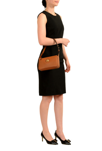 Versace Brown Grained Leather Gold Medusa Small Handbag Shoulder Bag: Picture 2