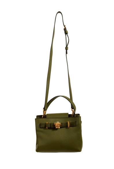 Versace Grained Leather & Suede Gold Medusa Mini Tote Handbag Shoulder Bag